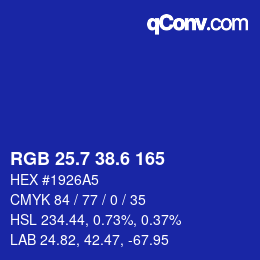 カラーコード: RGB 25.7 38.6 165 | qconv.com