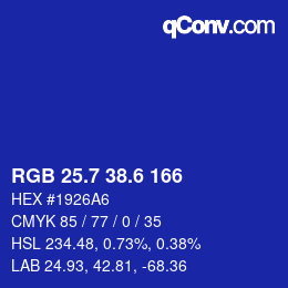 カラーコード: RGB 25.7 38.6 166 | qconv.com