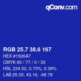 カラーコード: RGB 25.7 38.6 167 | qconv.com