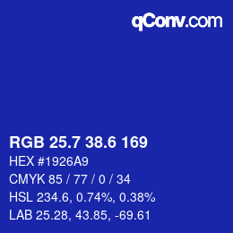 カラーコード: RGB 25.7 38.6 169 | qconv.com