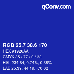 カラーコード: RGB 25.7 38.6 170 | qconv.com