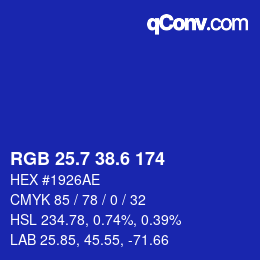 カラーコード: RGB 25.7 38.6 174 | qconv.com
