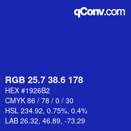 カラーコード: RGB 25.7 38.6 178 | qconv.com