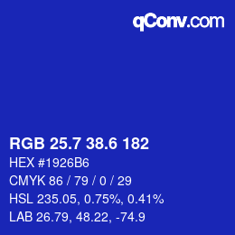 カラーコード: RGB 25.7 38.6 182 | qconv.com