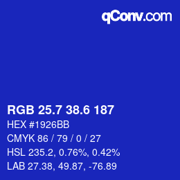 カラーコード: RGB 25.7 38.6 187 | qconv.com