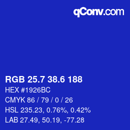 カラーコード: RGB 25.7 38.6 188 | qconv.com