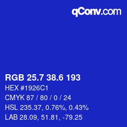 カラーコード: RGB 25.7 38.6 193 | qconv.com