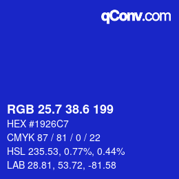 カラーコード: RGB 25.7 38.6 199 | qconv.com