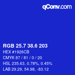 カラーコード: RGB 25.7 38.6 203 | qconv.com