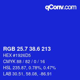 カラーコード: RGB 25.7 38.6 213 | qconv.com