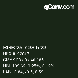 カラーコード: RGB 25.7 38.6 23 | qconv.com