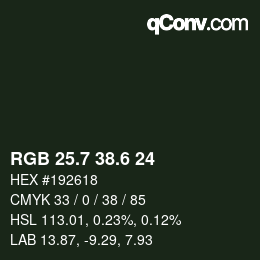 カラーコード: RGB 25.7 38.6 24 | qconv.com