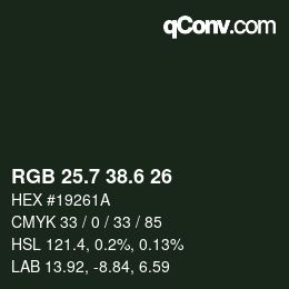 カラーコード: RGB 25.7 38.6 26 | qconv.com