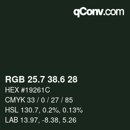 カラーコード: RGB 25.7 38.6 28 | qconv.com