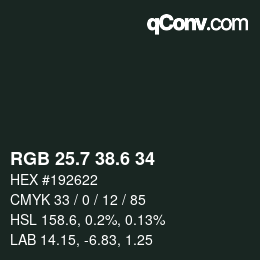 カラーコード: RGB 25.7 38.6 34 | qconv.com
