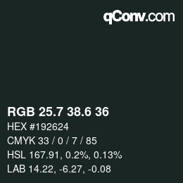 カラーコード: RGB 25.7 38.6 36 | qconv.com
