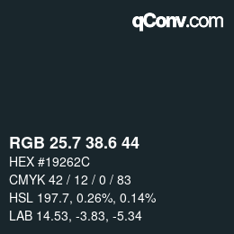 カラーコード: RGB 25.7 38.6 44 | qconv.com