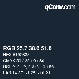 カラーコード: RGB 25.7 38.6 51.6 | qconv.com