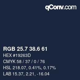 カラーコード: RGB 25.7 38.6 61 | qconv.com