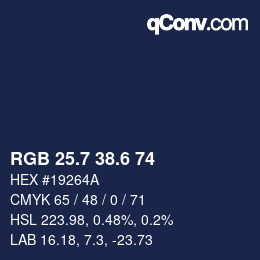 カラーコード: RGB 25.7 38.6 74 | qconv.com