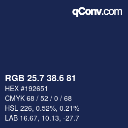 カラーコード: RGB 25.7 38.6 81 | qconv.com