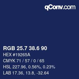 カラーコード: RGB 25.7 38.6 90 | qconv.com
