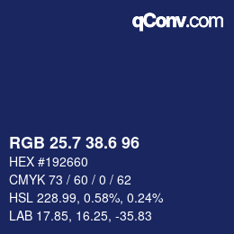 カラーコード: RGB 25.7 38.6 96 | qconv.com