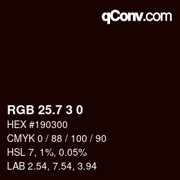 カラーコード: RGB 25.7 3 0 | qconv.com