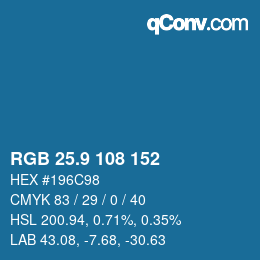 カラーコード: RGB 25.9 108 152 | qconv.com