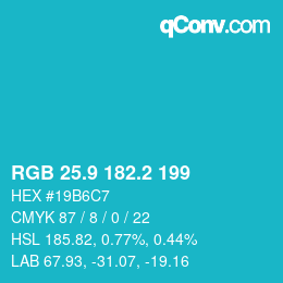 Color code: RGB 25.9 182.2 199 | qconv.com