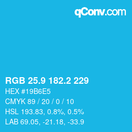 カラーコード: RGB 25.9 182.2 229 | qconv.com
