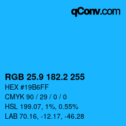 Color code: RGB 25.9 182.2 255 | qconv.com