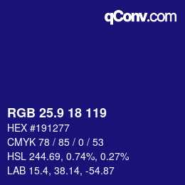 カラーコード: RGB 25.9 18 119 | qconv.com