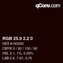 Color code: RGB 25.9 2.2 0 | qconv.com