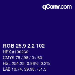 カラーコード: RGB 25.9 2.2 102 | qconv.com