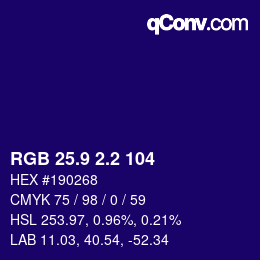 カラーコード: RGB 25.9 2.2 104 | qconv.com