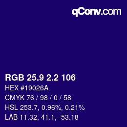 カラーコード: RGB 25.9 2.2 106 | qconv.com