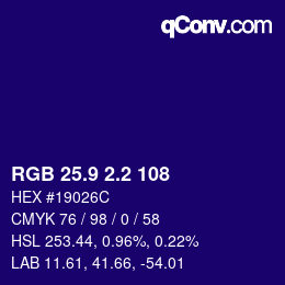 カラーコード: RGB 25.9 2.2 108 | qconv.com