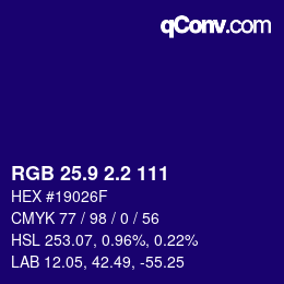 カラーコード: RGB 25.9 2.2 111 | qconv.com