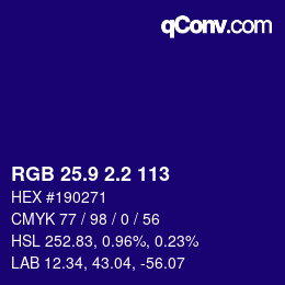 カラーコード: RGB 25.9 2.2 113 | qconv.com