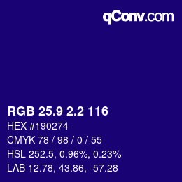 カラーコード: RGB 25.9 2.2 116 | qconv.com