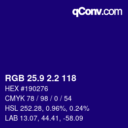カラーコード: RGB 25.9 2.2 118 | qconv.com
