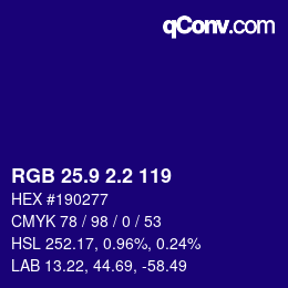 カラーコード: RGB 25.9 2.2 119 | qconv.com