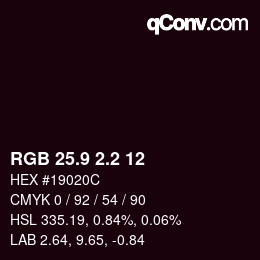 カラーコード: RGB 25.9 2.2 12 | qconv.com