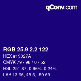 カラーコード: RGB 25.9 2.2 122 | qconv.com