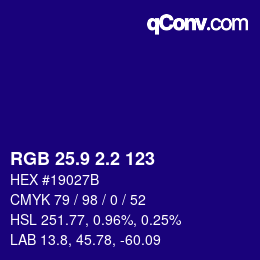 カラーコード: RGB 25.9 2.2 123 | qconv.com