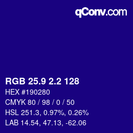カラーコード: RGB 25.9 2.2 128 | qconv.com
