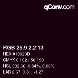 Color code: RGB 25.9 2.2 13 | qconv.com