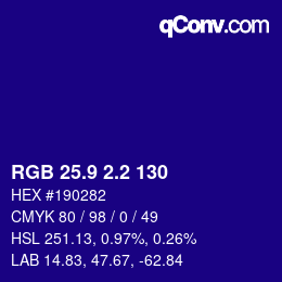 カラーコード: RGB 25.9 2.2 130 | qconv.com