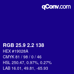 カラーコード: RGB 25.9 2.2 138 | qconv.com